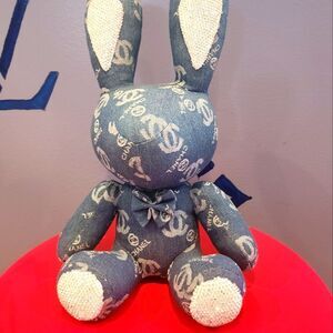 Swarovski Denin Blue Bunny Plush With CC Logo